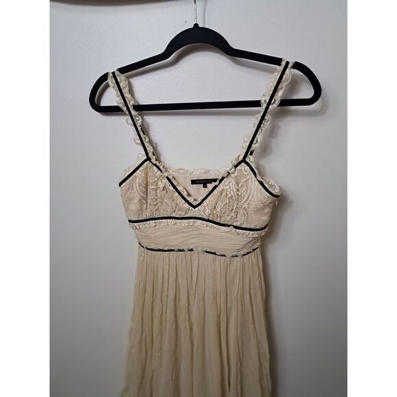 BCBG MAXAZRIA Dress Size 0‎ Ivory Silk Lace Vintage Empire Waist - Picture 7 of 13
